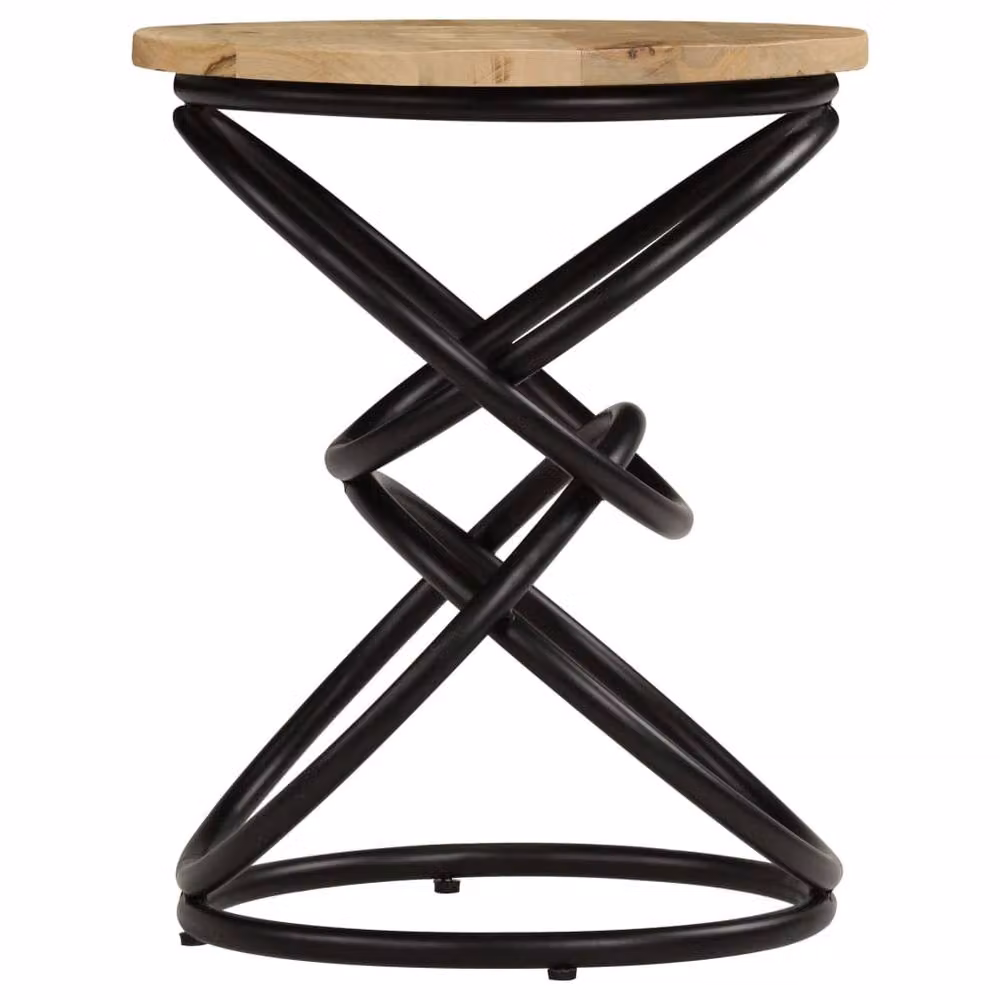 Berkfield Home Round Solid Mango Wood End Table in Brown, W: 40 cm, D: 50 cm – 4