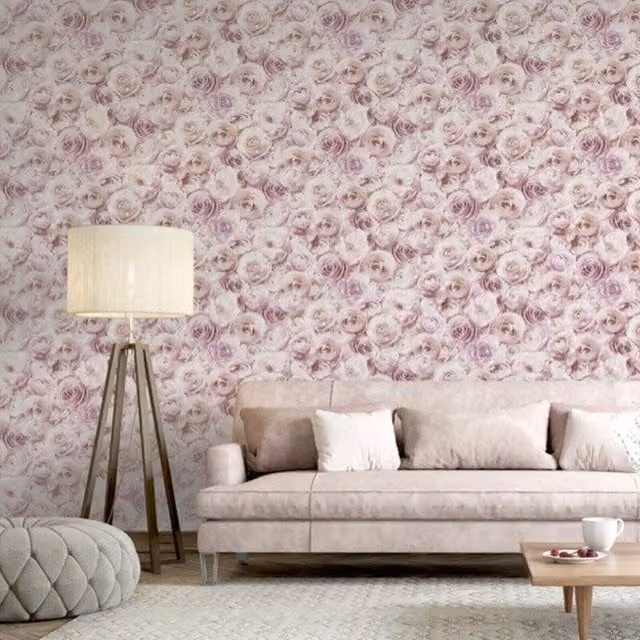 Arthouse Blush Pink and Grey Wild Rose Floral Botanical Wallpaper