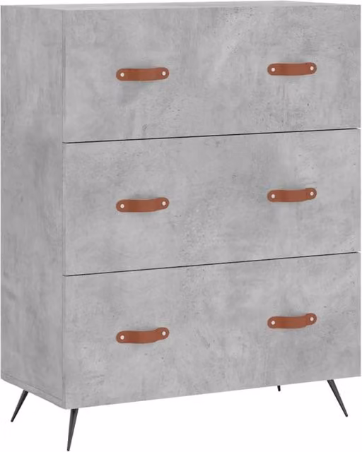Berkfield Home Chest of Drawers in Concrete Grey, W: 69.5 cm, D: 34 cm, H: 90 cm