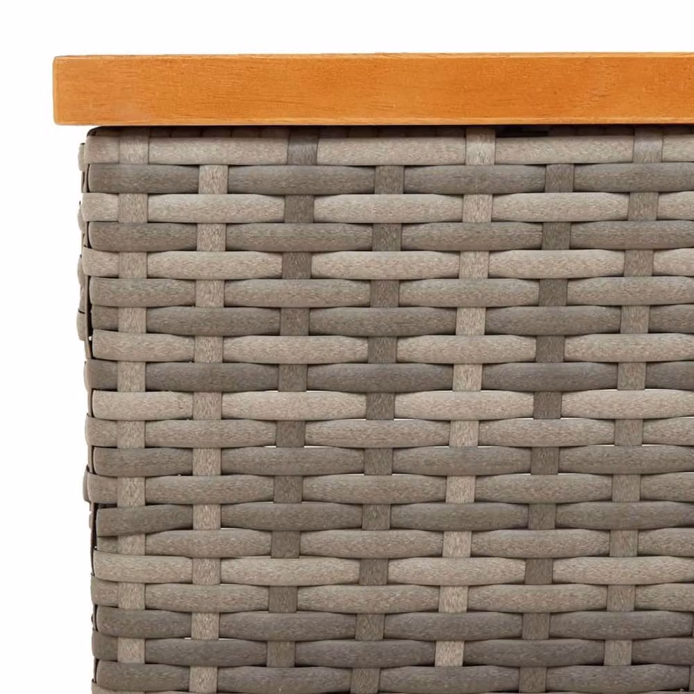 Berkfield Home Grey Rattan and Acacia Wood Garden Table, W/D/H: 70 x 70 x 25 cm – 4
