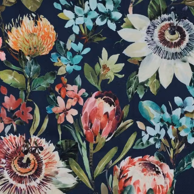 Clarke & Clarke Paradise Midnight Multicolour Velvet Fabric