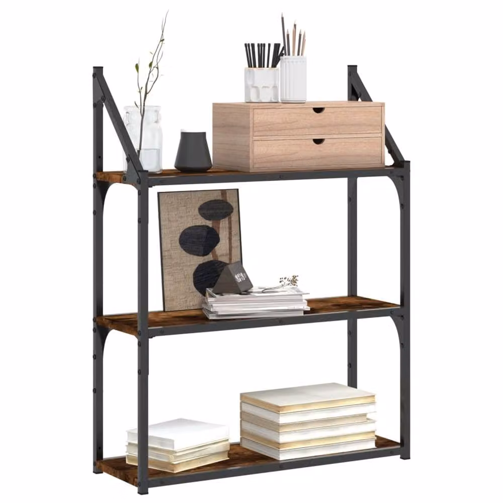 Berkfield Home 3-Tier Wall Mounted Shelf in Smoked Oak Brown, W/D/H: 60 x 21 x 78.5 cm – 3