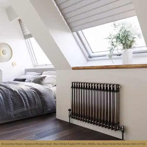 Alpha 3 Column Traditional Cast-Iron Style Horizontal Radiator in Silver Raw Metal, W/H: 77.7 x 60 cm – 2