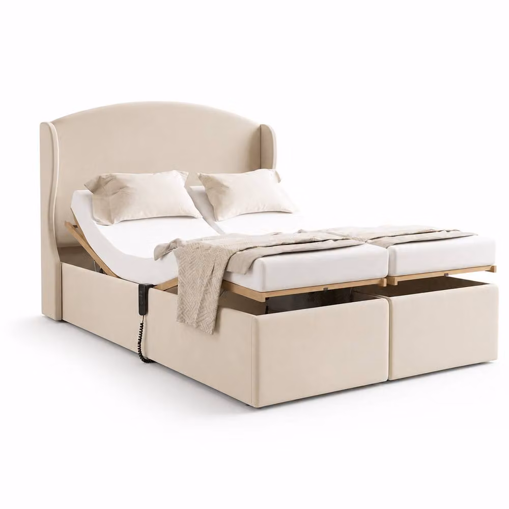 Soft Snooze Beds Chester Wings Electric Adjustable Mobility Bed with Foam Mattress in Beige, Small Double, W/D/H: 120 x 200 cm – 3