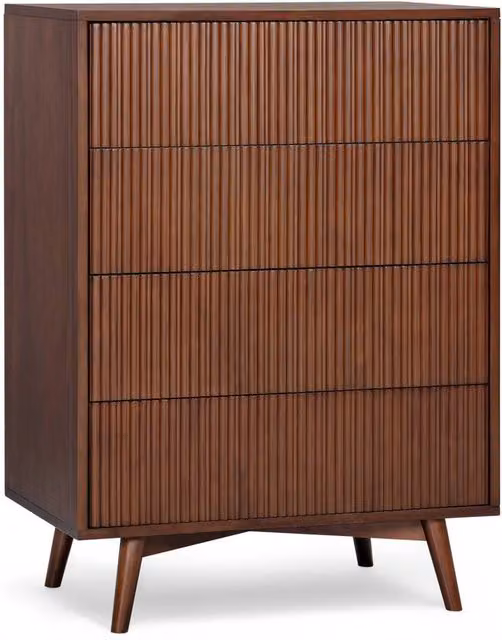 Teamson Home Tremolo 4 Drawer Chest of Drawers in Walnut Brown, H 106.1 x W 51.1 x D 45.7 cm – 1