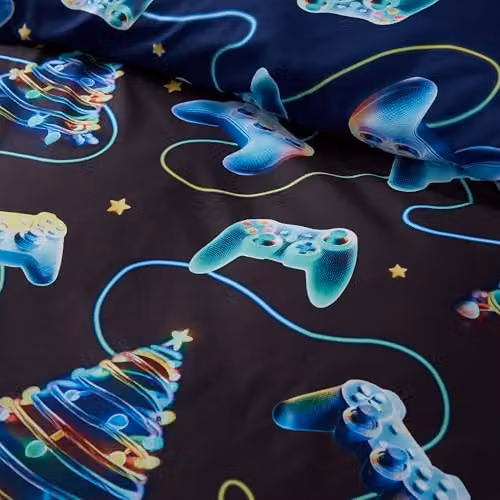 Catherine Lansfield Christmas Gamer Reversible Single Duvet Cover and Pillowcase Set, Navy Blue, W/D/H: 135 x 200 cm, Pillowcase: 50 x 75 cm – 2