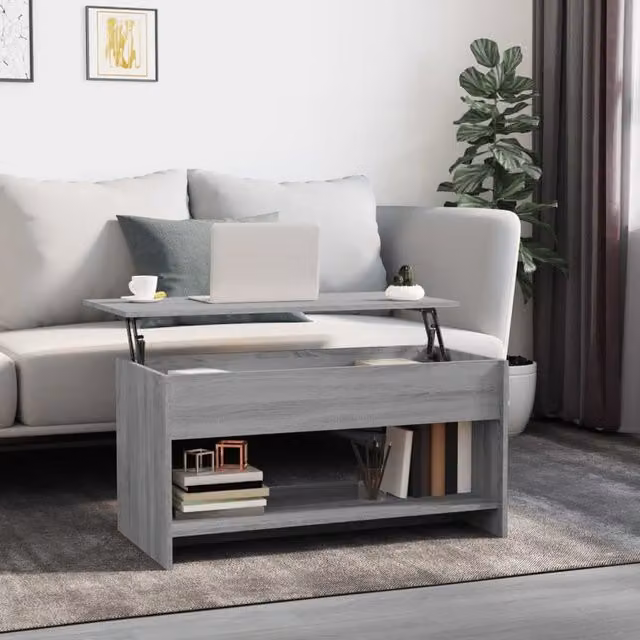 Berkfield Home Grey Sonoma Coffee Table with Lift Mechanism, W: 102 cm, D: 50 cm, H: 52.5 cm