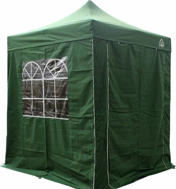 All Seasons Gazebos 2x2m Pop Up Gazebo with 4 Heavyweight Side Panels in Green and Black