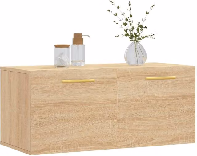 Berkfield Home Sonoma Oak Wall Cabinet in Brown, W/D/H: 80 x 36.5 x 35 cm