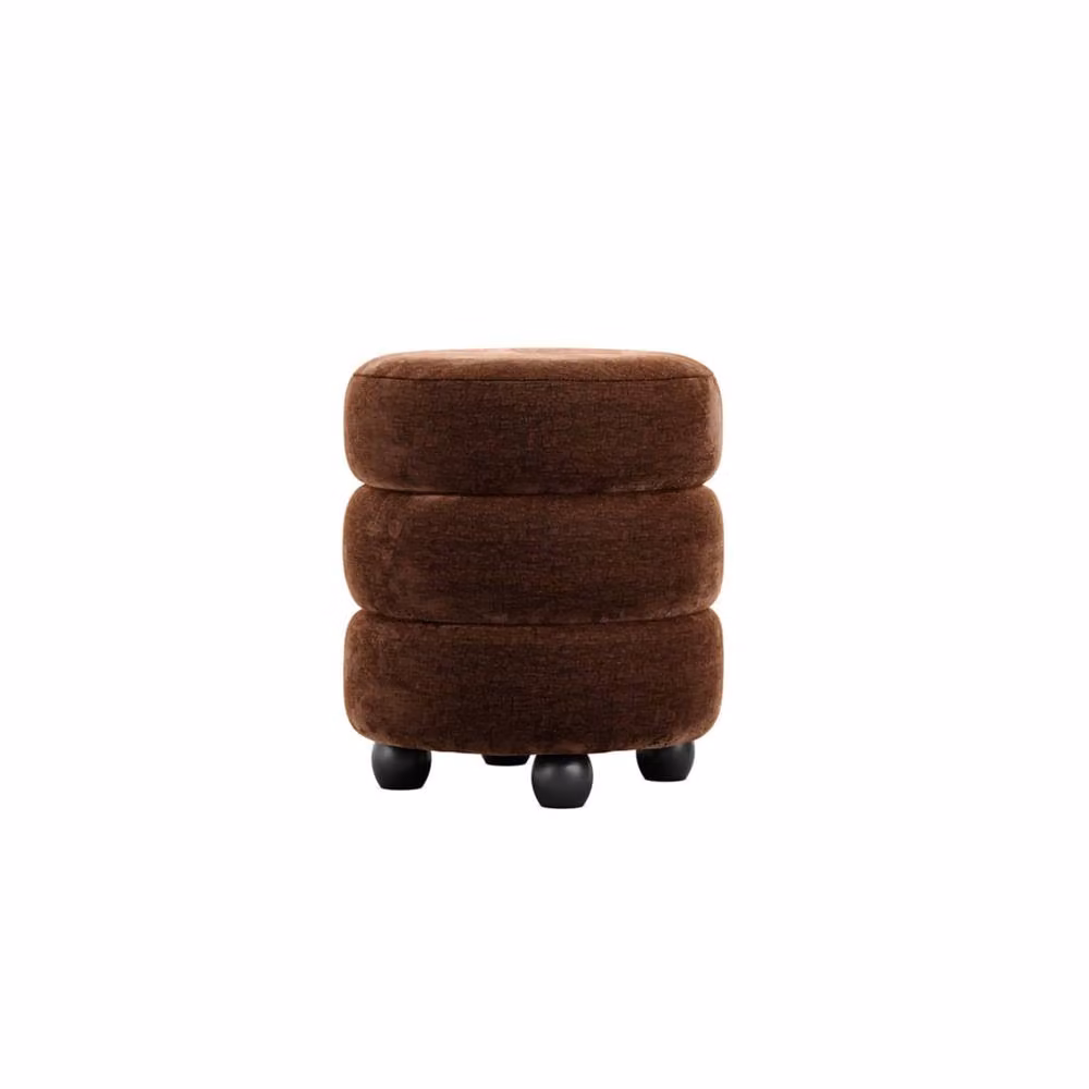 Wyld Haus Antipodes Maroon Chenille Round 3 Tier Pouffe – 2