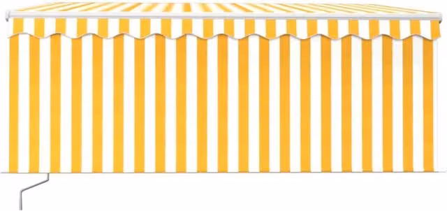 Berkfield Home Manual Retractable Awning with Blind, Yellow and White Striped, W: 350 cm, D: 250 cm – 1