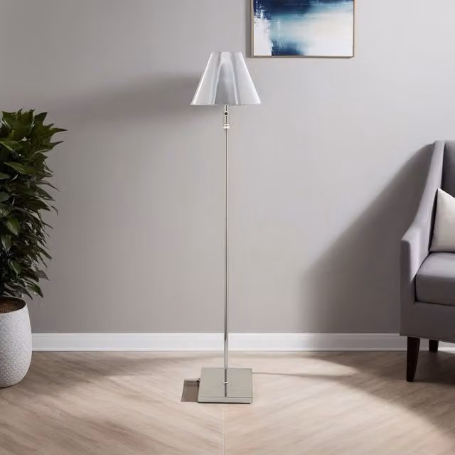 Pagazzi Lustre Dimmable LED Rechargeable Floor Lamp in Polished Chrome Silver – 1