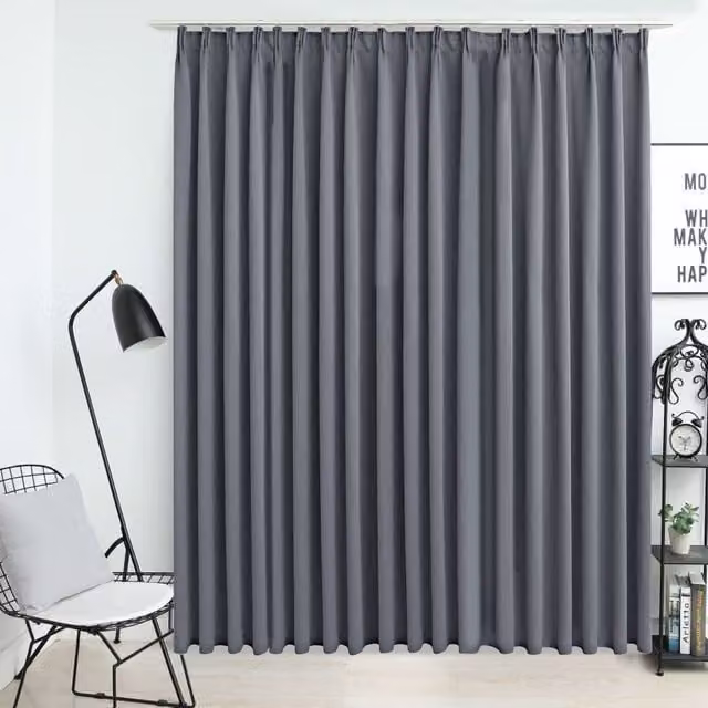 Berkfield Home Grey Blackout Curtain with Hooks W: 290 cm, H: 245 cm – 1