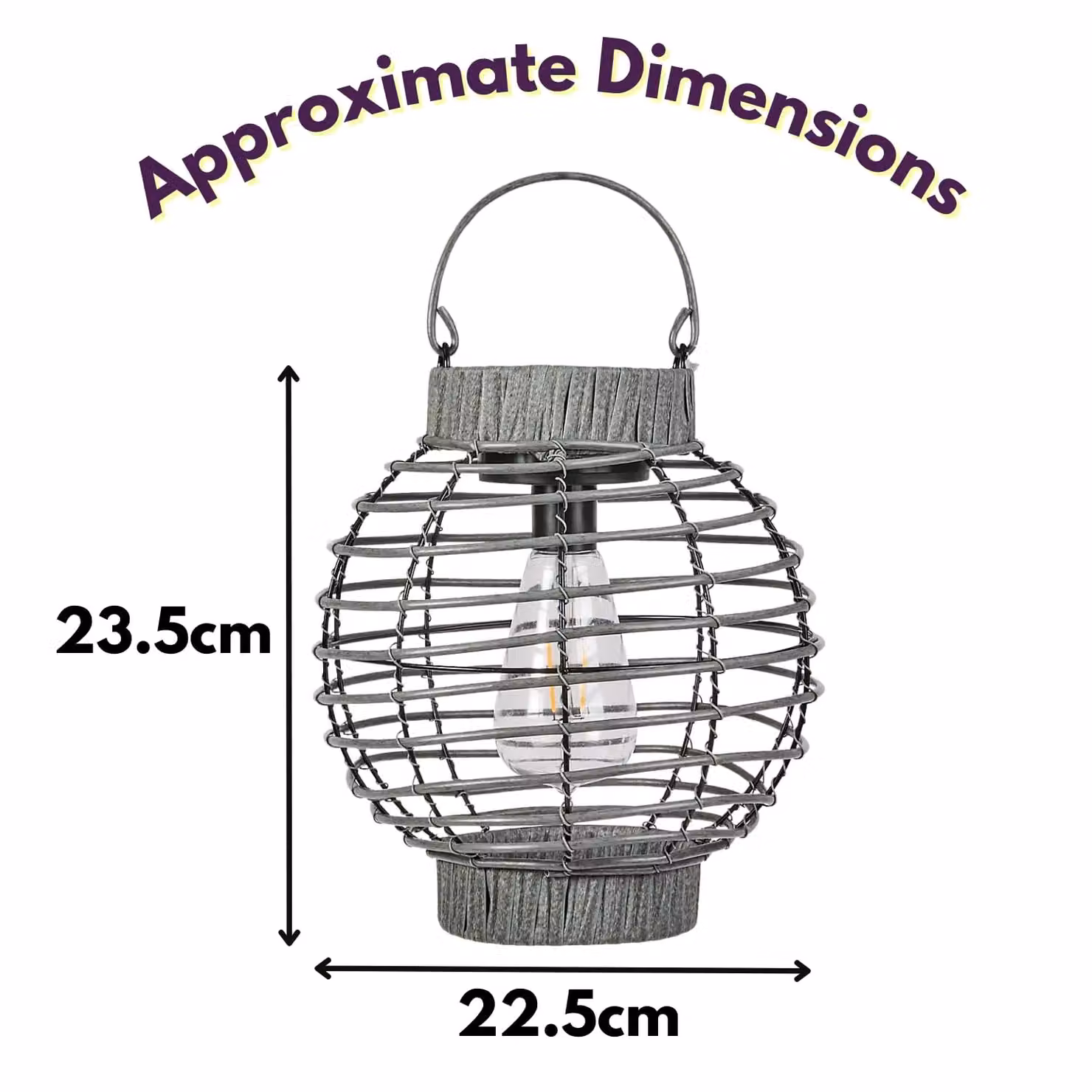 Marco Paul Grey Rattan Round Solar Powered Lantern, Diameter: 23.5 cm – 2