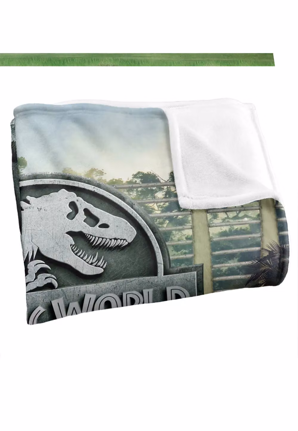 Universal Jurassic World Fence Logo Blanket in White, W: 152 cm, D: 127 cm – 3