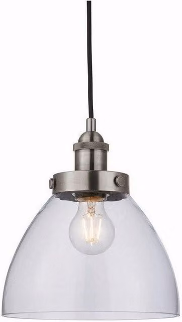 Netlighting Hansen Dome Pendant Light in Brushed Silver with Clear Glass