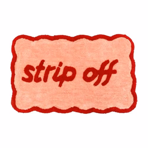 Mooky Mats Strip Off Scalloped Bath Mat in Red/Pink, Non-Slip and Absorbent, W: 50 cm, D: 80 cm