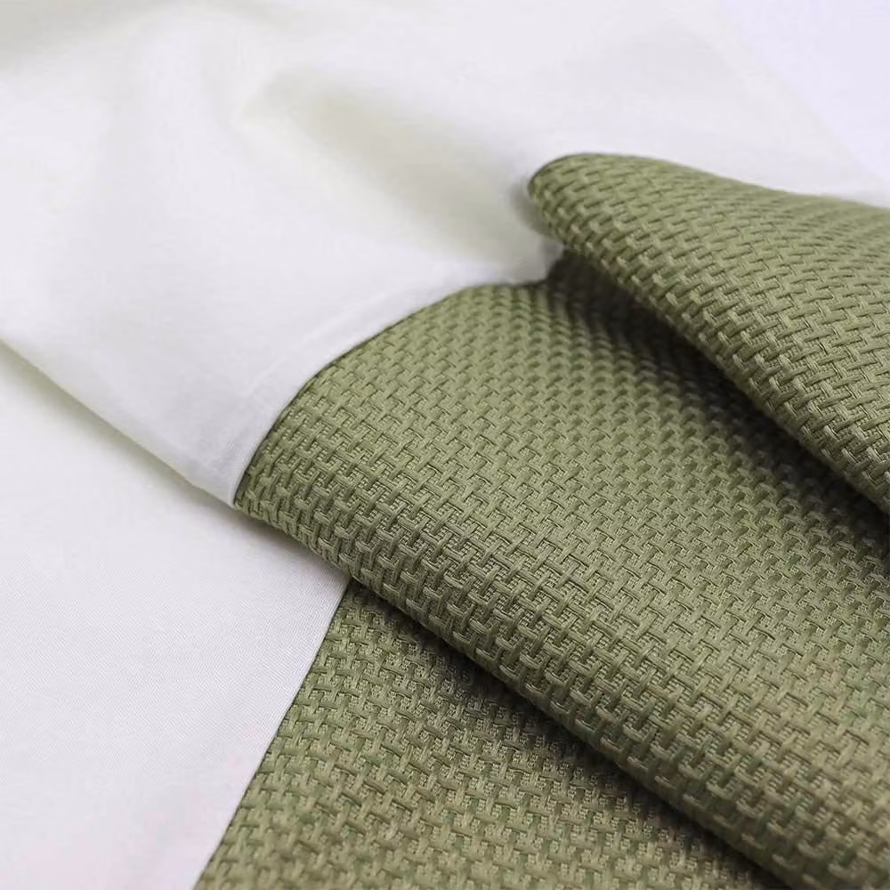 Voltico Lime Jacquard Duvet Cover and Pillowcase Set in White and Green, Single (W: 90 cm, H: 200 cm) – 2