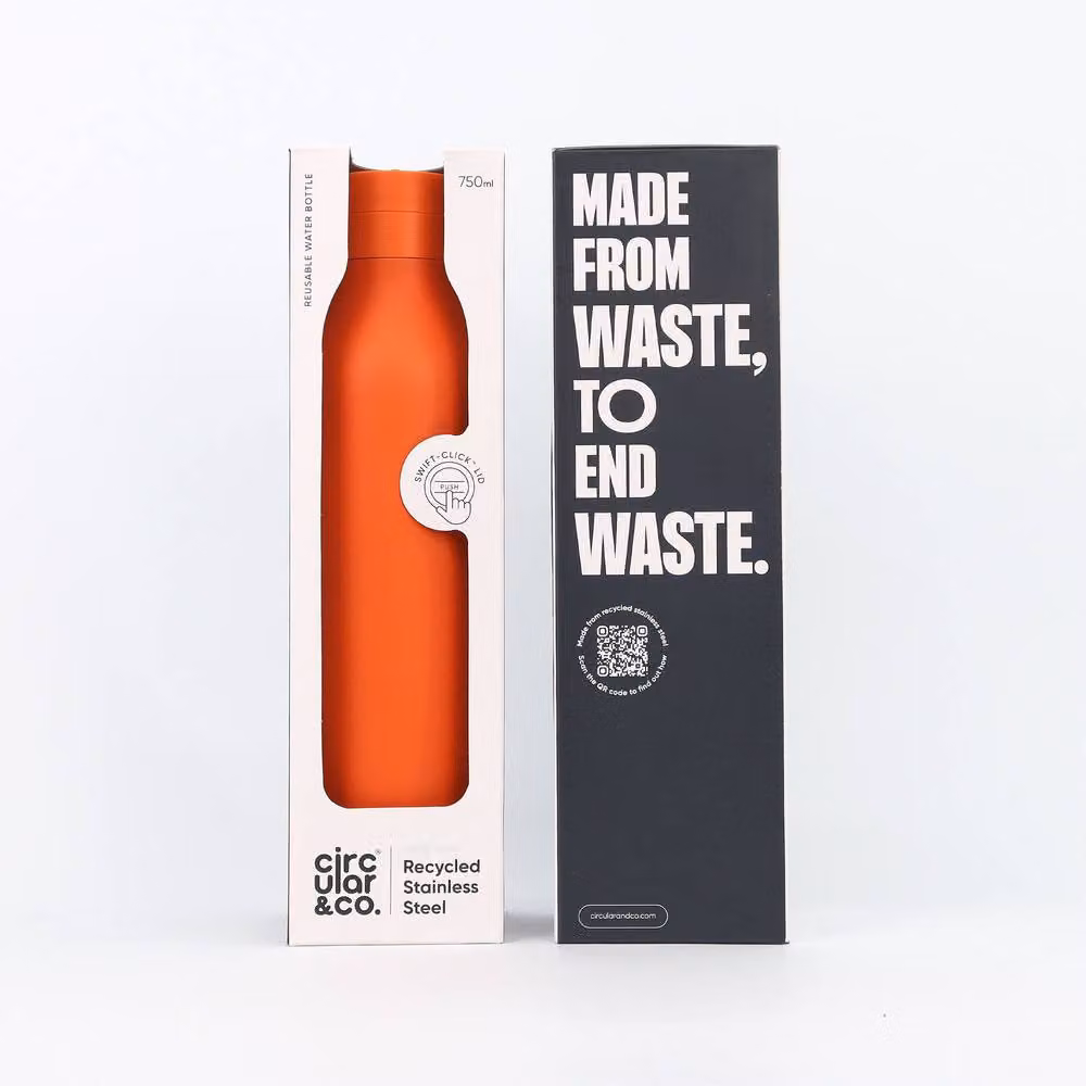 Circular & Co Insulated Stainless Steel Leakproof Water Bottle, Orange, 750ml – 2