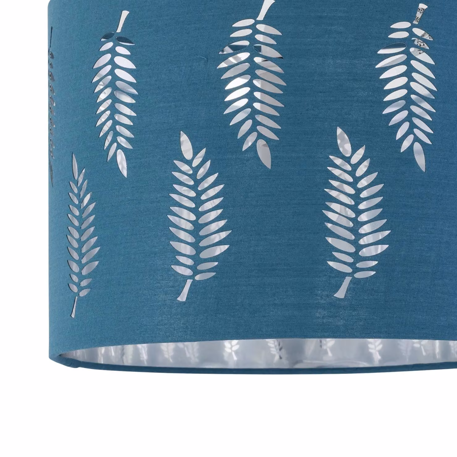 First Choice Lighting Fern Teal Cut Out Round Fabric Pendant Lightshade, Diameter: 25 cm – 3