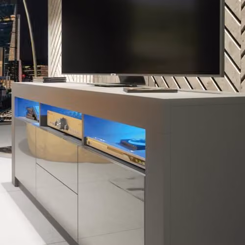 Mex Furniture LTD Modern TV Unit with Glossy Doors in Dark Grey, W/D/H: 160 x 35 x 60 cm – 6