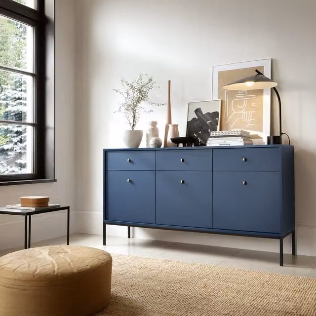 Abakus Direct Mono Sideboard in Dark Blue, Black and Gold