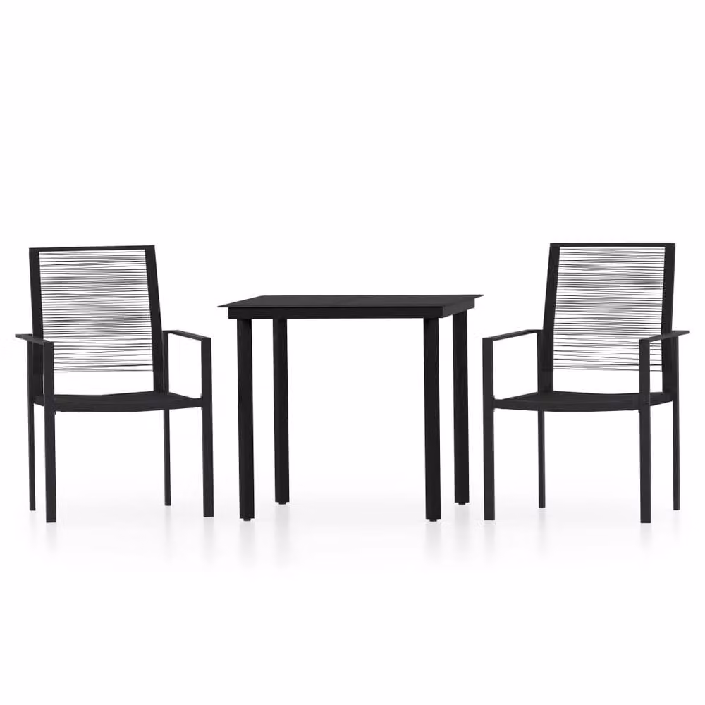 Berkfield Home 3 Piece Modern Garden Dining Set in Black – 2