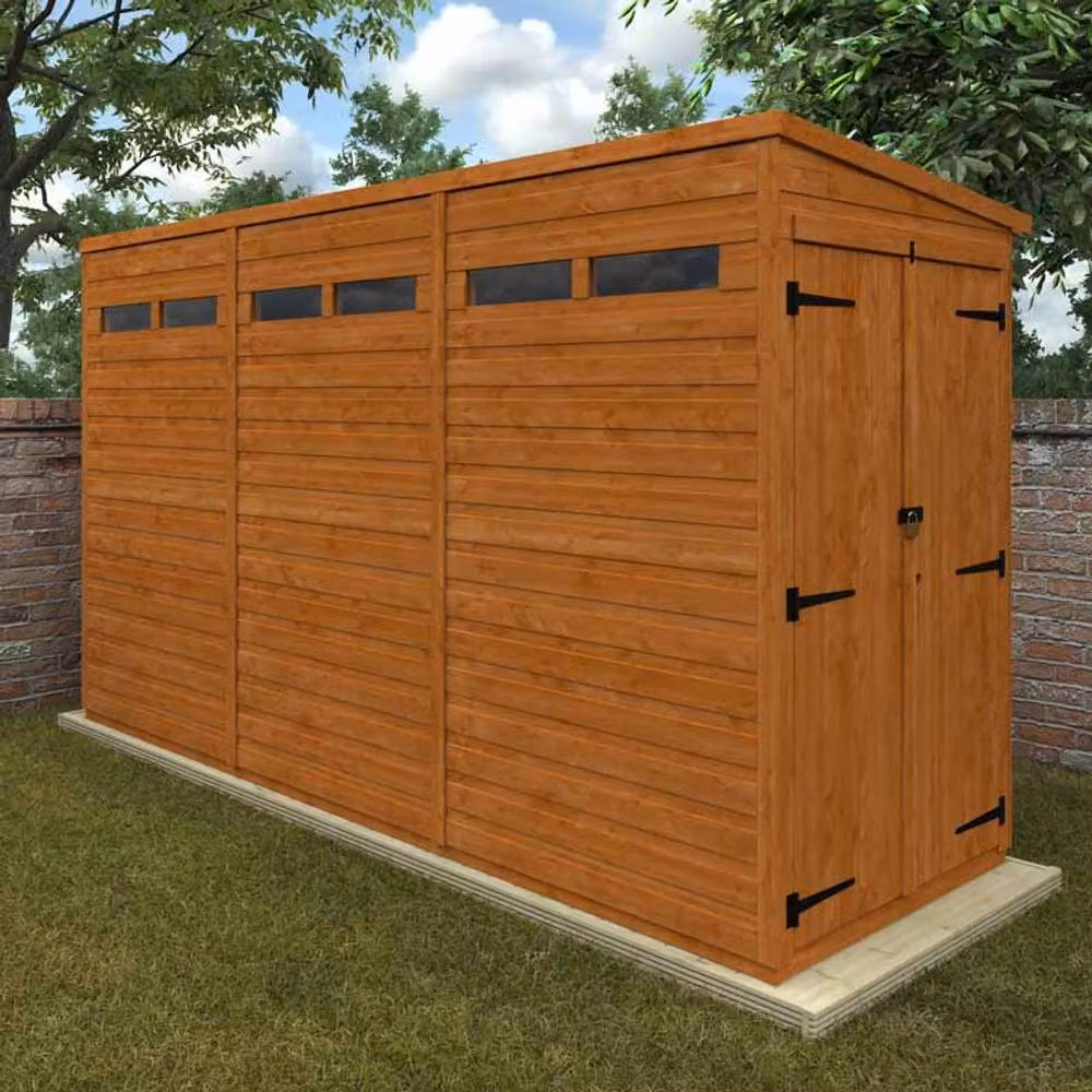 Buttercup Farm 12x4 Flex Pent Security Double Door Chicken Coop in Burnt Orange, L353.8 x W115 x H203 cm – 2