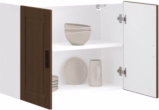 Berkfield Home Porto Brown Oak Kitchen Wall Cabinet with Hinged Doors and Internal Shelves – 1