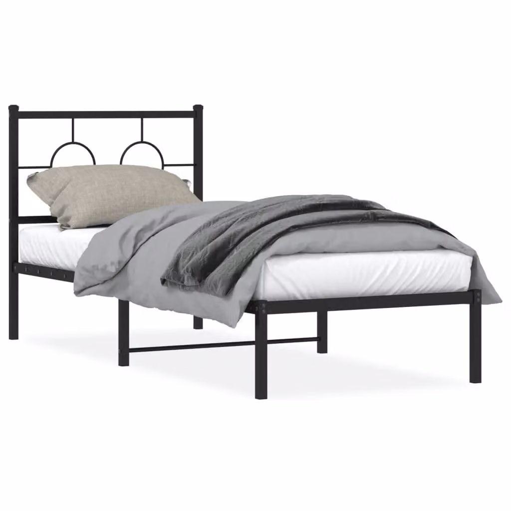Berkfield Home Metal Bed Frame with Headboard, Black, W/D/H: 80 x 200 cm – 2