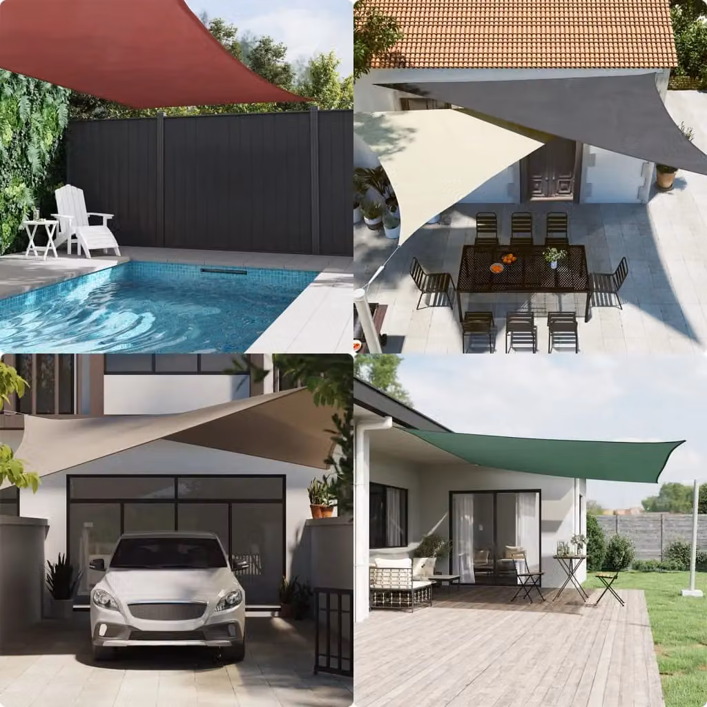 Berkfield Home Sun Shade Sail in Light Grey, 100% Polyester Oxford, W/D/H: 3.5 x 3.5 x 4.9 m – 2