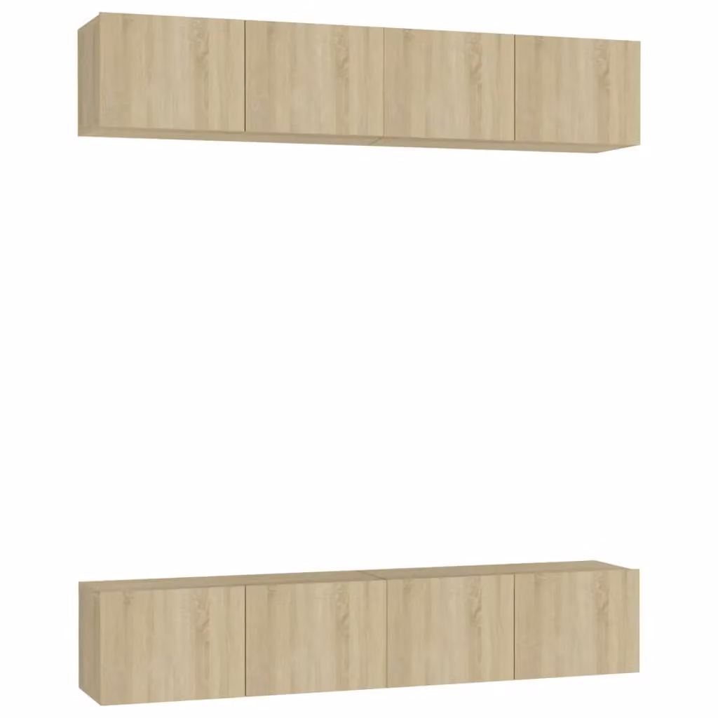 Berkfield Home Set of 4 Sonoma Oak TV Cabinets in Brown, W/D/H: 80 x 30 x 30 cm – 2