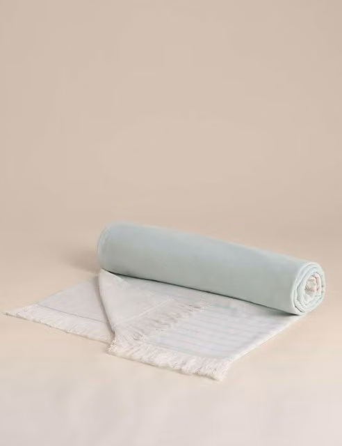 M&S Pure Cotton Hammam Beach Towel Green