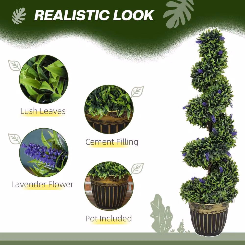 Wyld Haus Ribara Set of 2 Green Artificial Lavender Topiary Trees, Height: 115 cm – 5