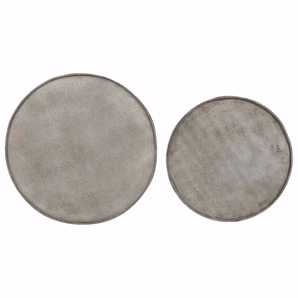Berkfield Home Set of 2 Round Silver Nested Coffee Tables in Engineered Wood – 2