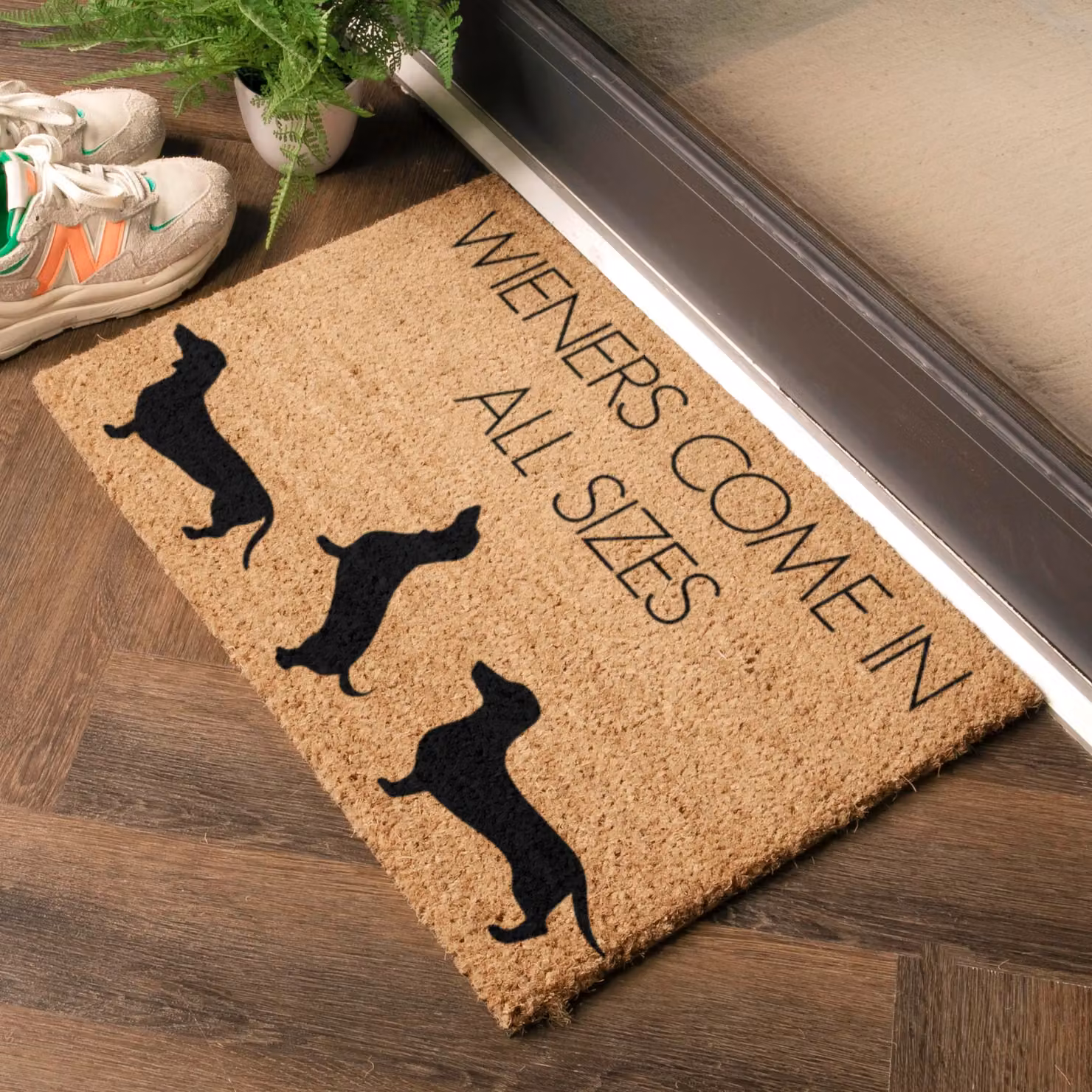Artsy Mats Weiners Come In All Sizes Doormat, Black, W: 60 cm, D: 40 cm – 2