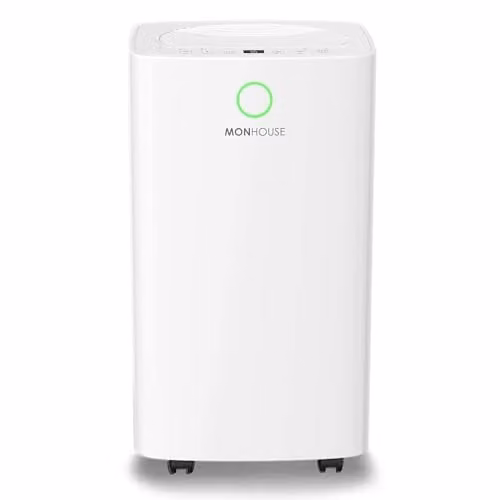 MONHOUSE 12L/Day Digital Dehumidifier with Sleep Mode and 24-Hour Timer, White