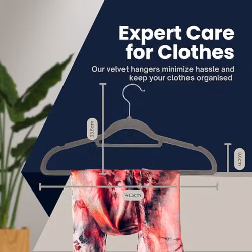 Sasha Morel 20 Pack Non-Slip Velvet Coat Hangers with Tie Organiser and Swivel Hooks in Grey – 6