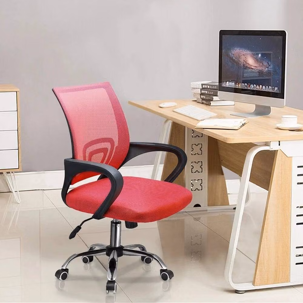 NESTLUNE Ergonomic Mesh Back Office Chair in Red with Armrests and Swivel Function – 2