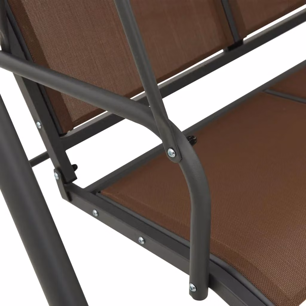 Berkfield Home Garden Swing Bench with Sun Canopy in Brown – 3