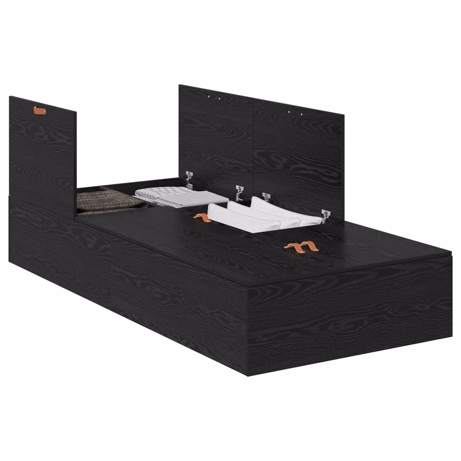 Berkfield Home Single Storage Bed Frame in Black Oak Engineered Wood, W/D/H: 90 x 200 cm – 2