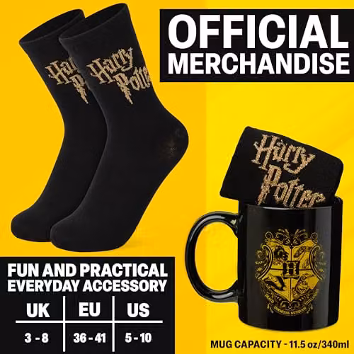 Get Trend Harry Potter Ceramic Mug and Crew Socks Gift Set in Black – 11