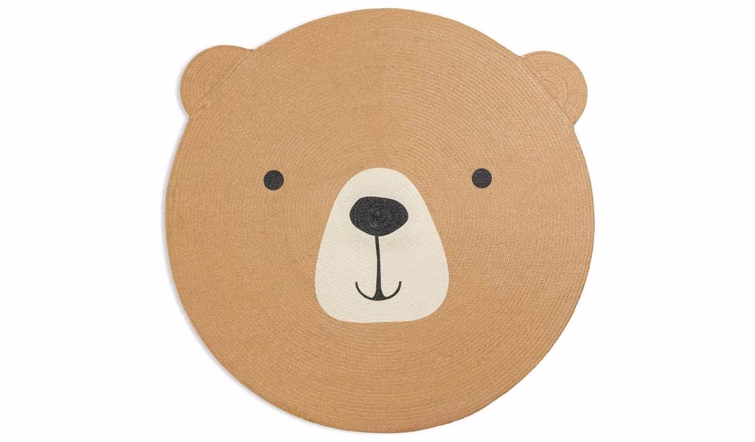 Cheap Furniture Warehouse Kids Teddy Bear Round Flatweave Rug, Brown and Multicolour, Diameter: 100 cm