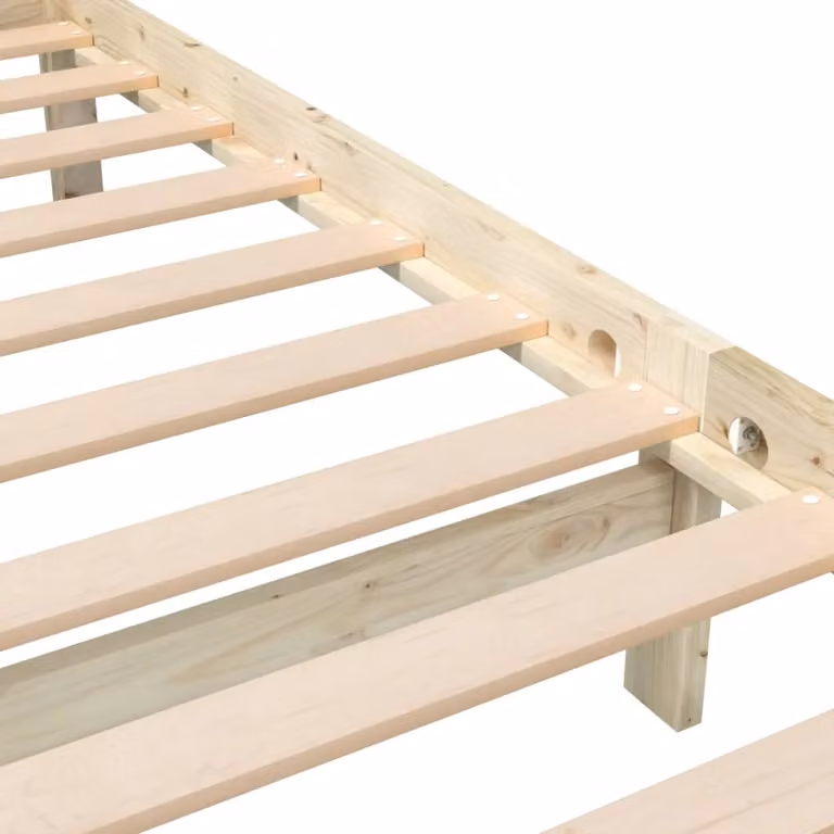 Berkfield Home Rustic Solid Pine Bed Frame, Brown, W/D/H: 140 x 190 cm