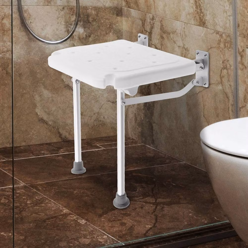Ventryn Wall Mounted Folding Shower Seat in White – 3