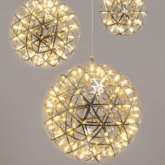 CGC Lighting Fawkes Starburst Chandelier in Chrome Silver with Warm White LED Light, Diameter: 100 cm