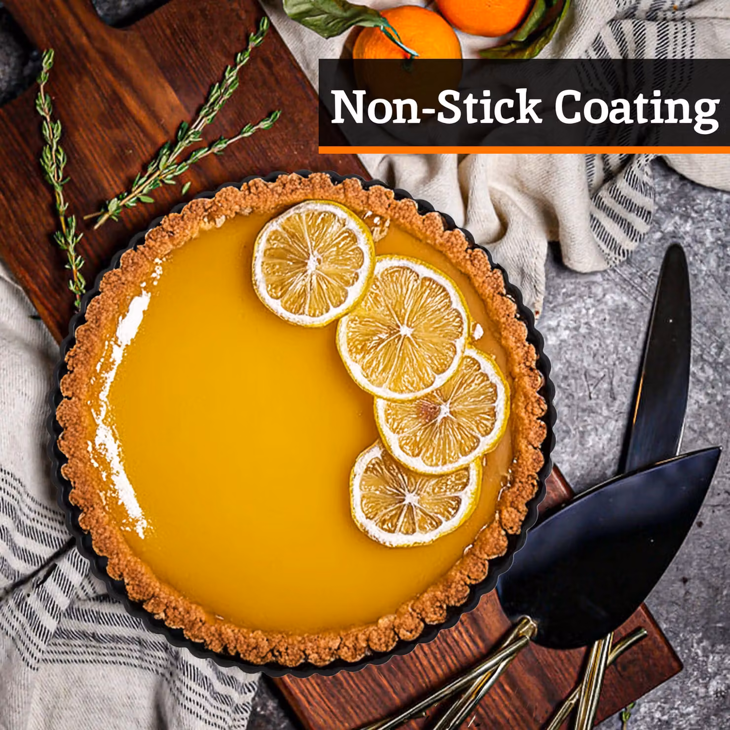 Orsina Set of Two Non-Stick Round Tart Tins with Loose Base, Black – 3