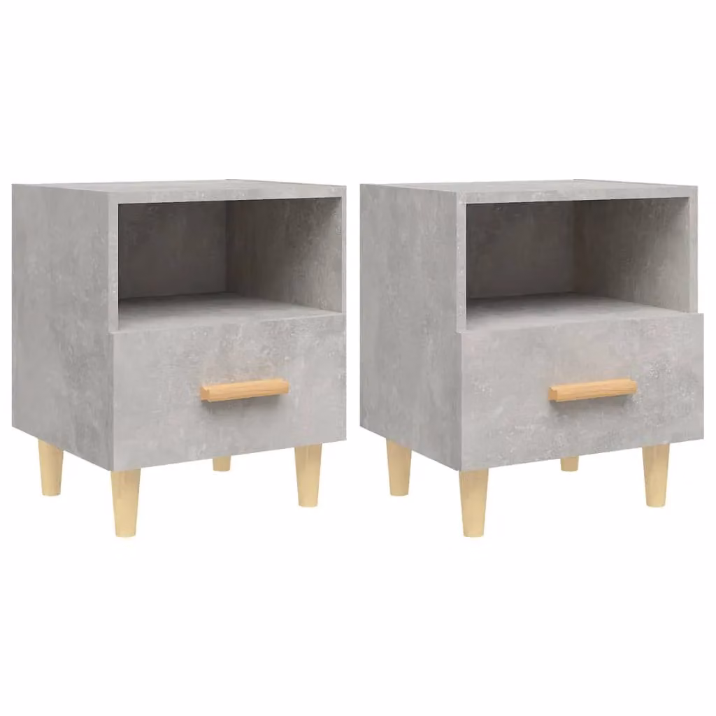 Berkfield Home Set of 2 Bedside Cabinets in Concrete Grey, W/D/H: 40 x 35 x 47 cm – 2