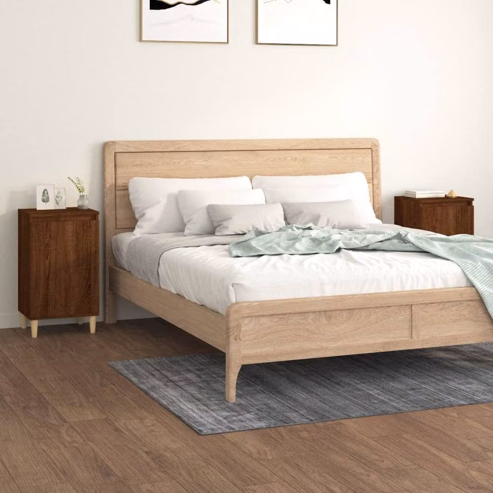 Berkfield Home Classic Bedside Cabinets, 2 Piece, Brown Oak, W/D/H: 40 x 35 x 70 cm – 1