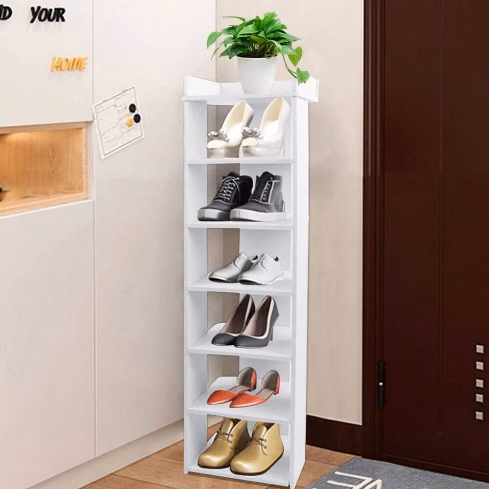FLAVORA 7 Tier Wooden Shoe Rack in White, H 97 x W 27 x D 26 cm – 3